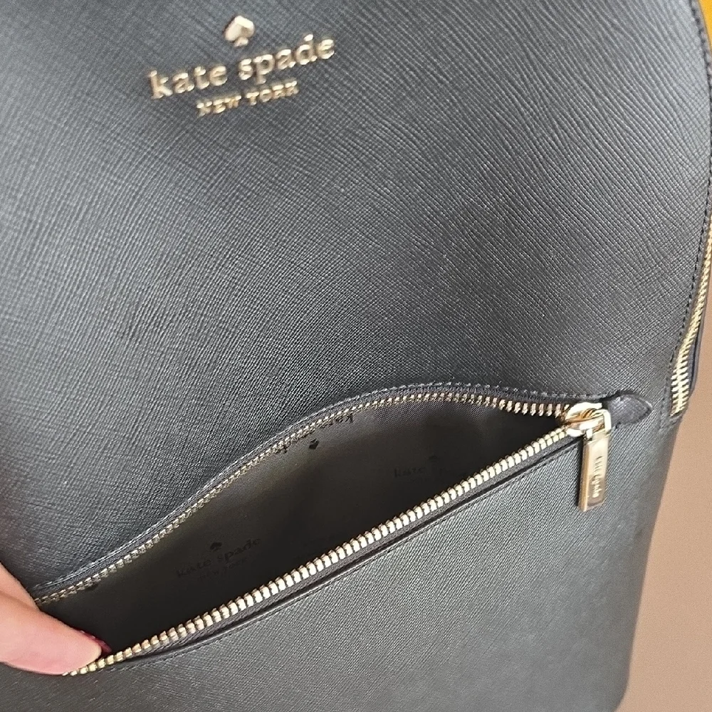 Kate Spade Black Leather Backpack with Gold Hardware - Picture 7 of 7